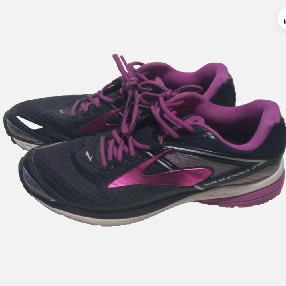 Brooks Ravenna 8 Womens 9.5 Wide Stability Running Shoes Navy Purple Athletic